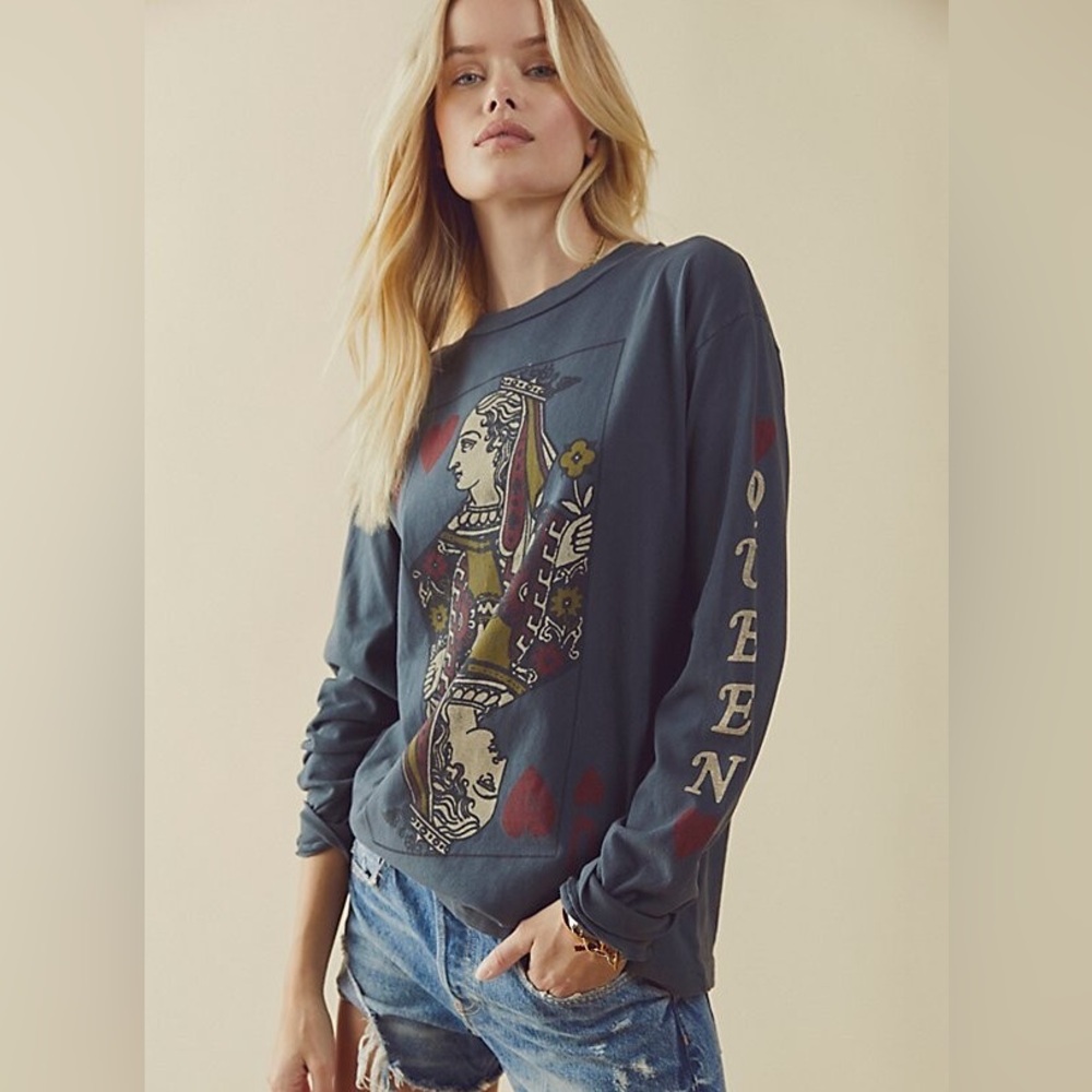 Free People Daydreamer Queen of Hearts long sleeve tee shirt